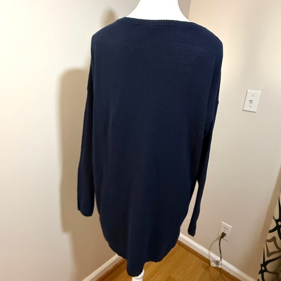 Eileen Fisher Navy Longline Organic Cotton Blend Sweater - Picture 5 of 9